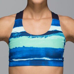 Lululemon All Sport Bra Adjustable Brush Strokes Harbor Blue Crisscross Size 2